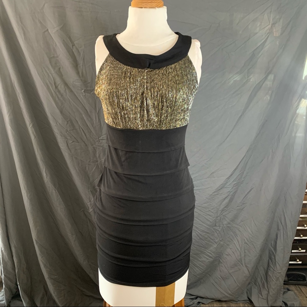 Gold Bodice Little Black Dress